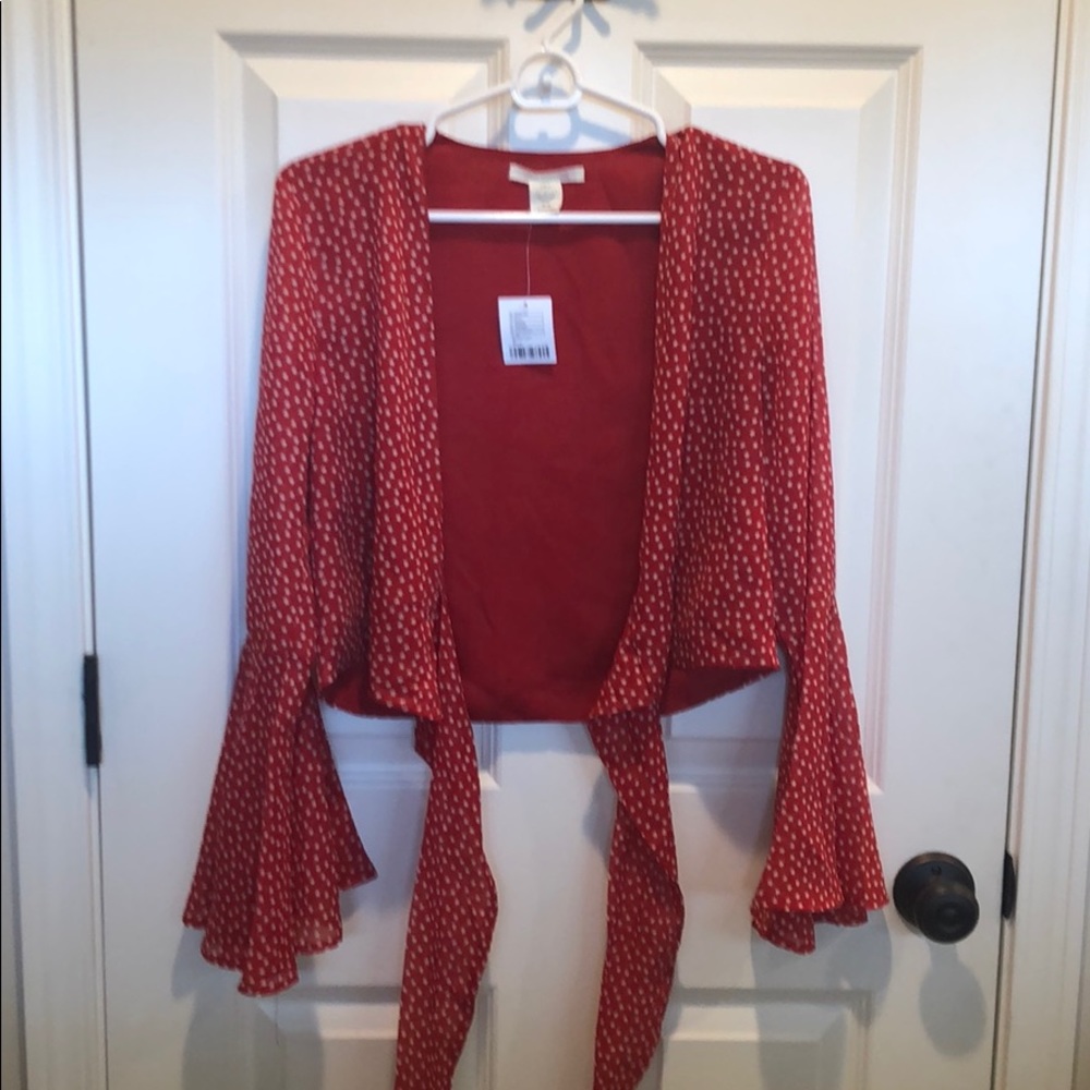 NWT urban outfitters red wrap/ shirt - Picture 2 of 5
